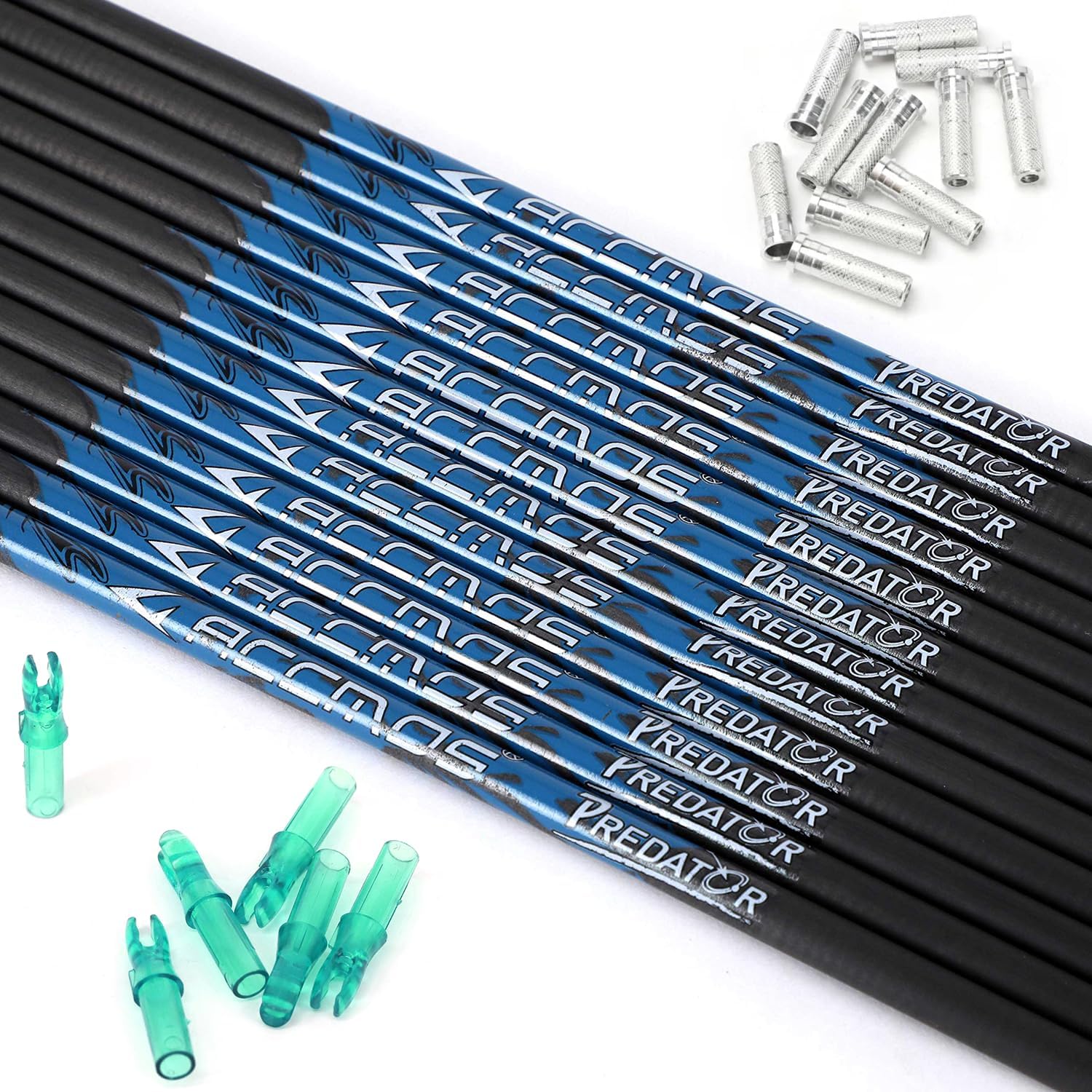 6/12pc Custom Length Carbon Arrow Shafts 200/250/300/350/400/500/600/700/800 Spine with Inserts Nocks DIY Kits Set Targeting Hunting Arrow Tube Rod for Traditional Bow Long-Bow Recurve Compound Bow S2
