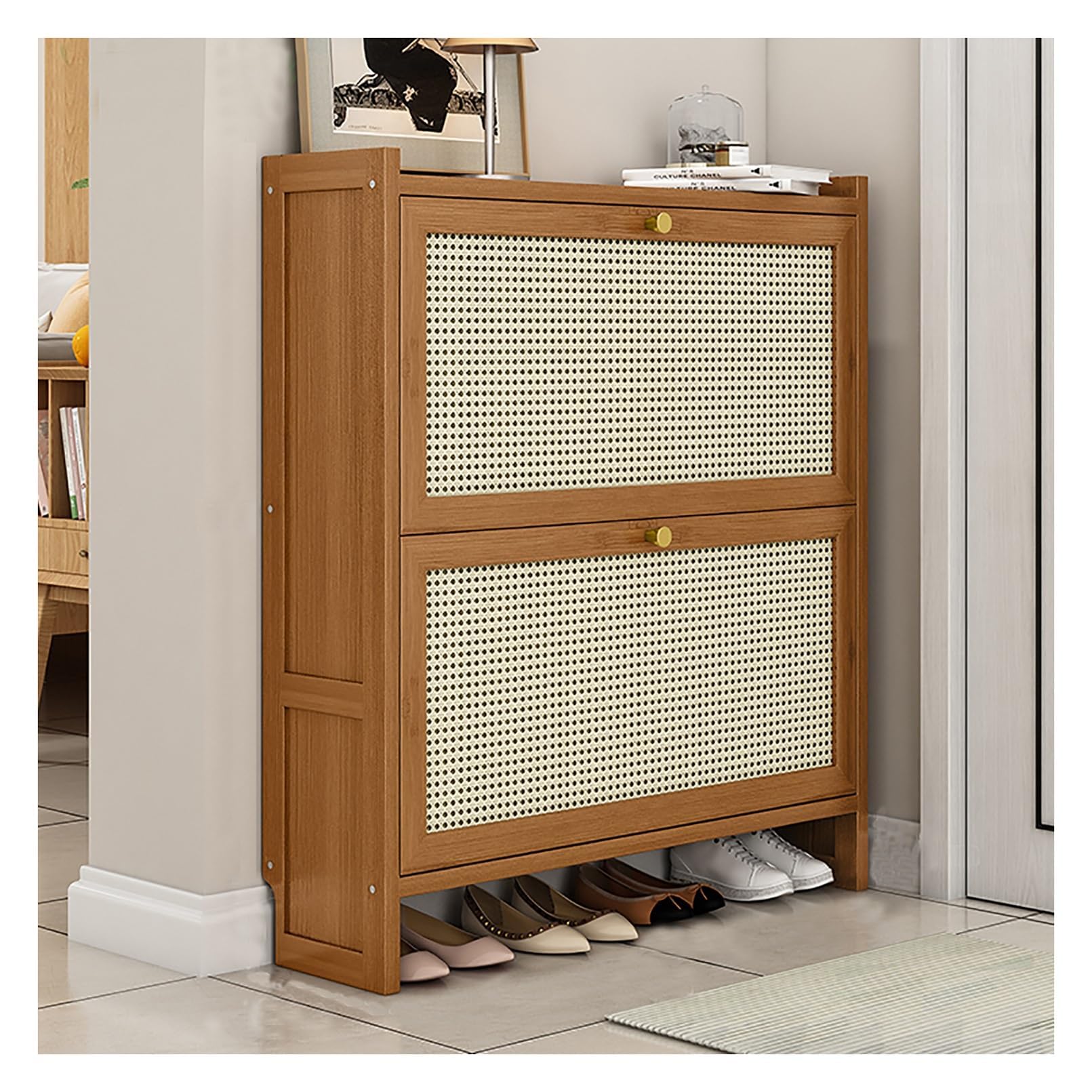 Aioneer Modern Entryway Wooden Shoe Cabinet - Standing Slim Shoe Rack With Doors For Hidden Storage In Hallway Space-Saving Design For Home Entryway Solutions,Black~ 3Tier 50Cm-Brown ~2tier-70cm