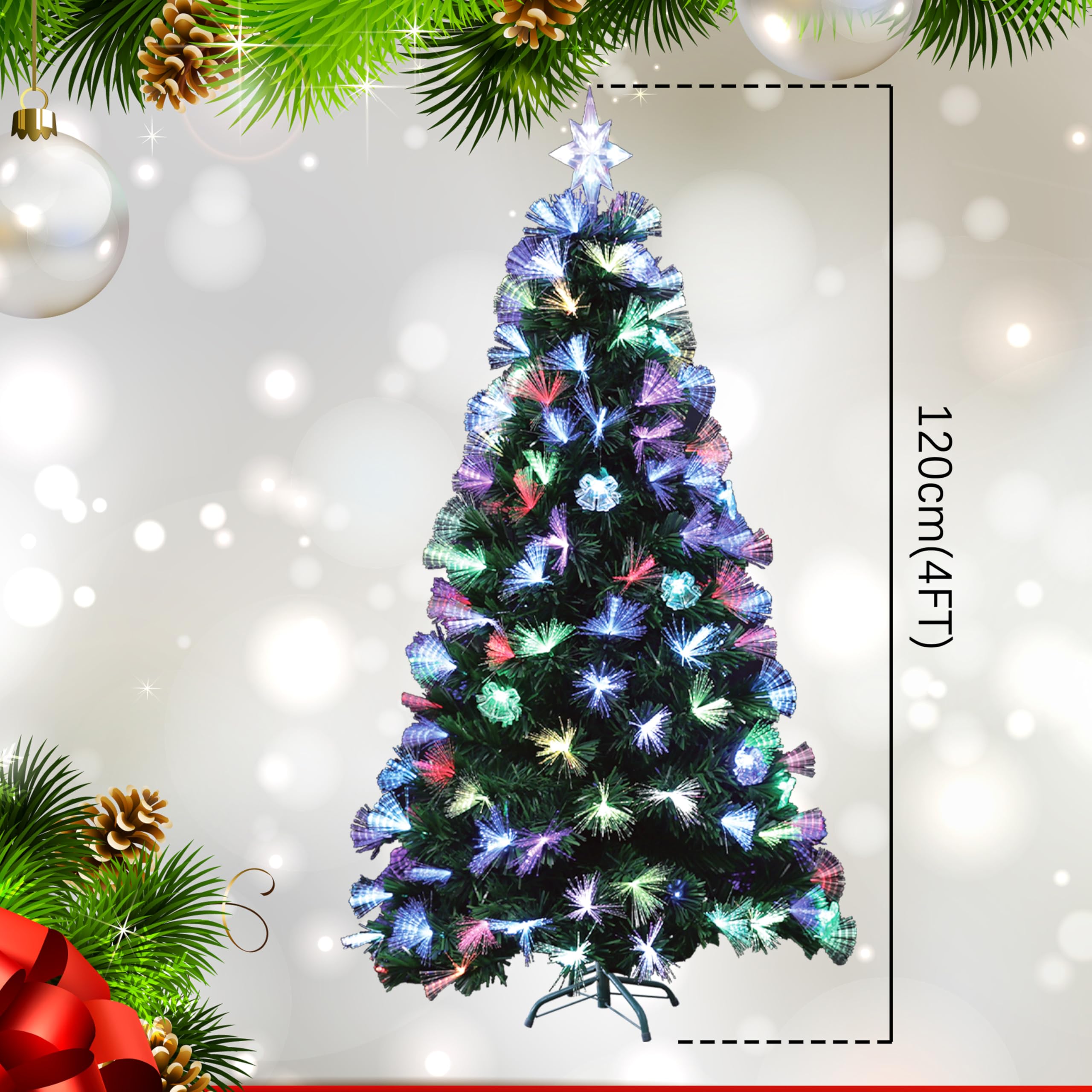 Amazon.com: LAMPHOME 4FT Pre-Lit Christmas Tree, Fiber Optic