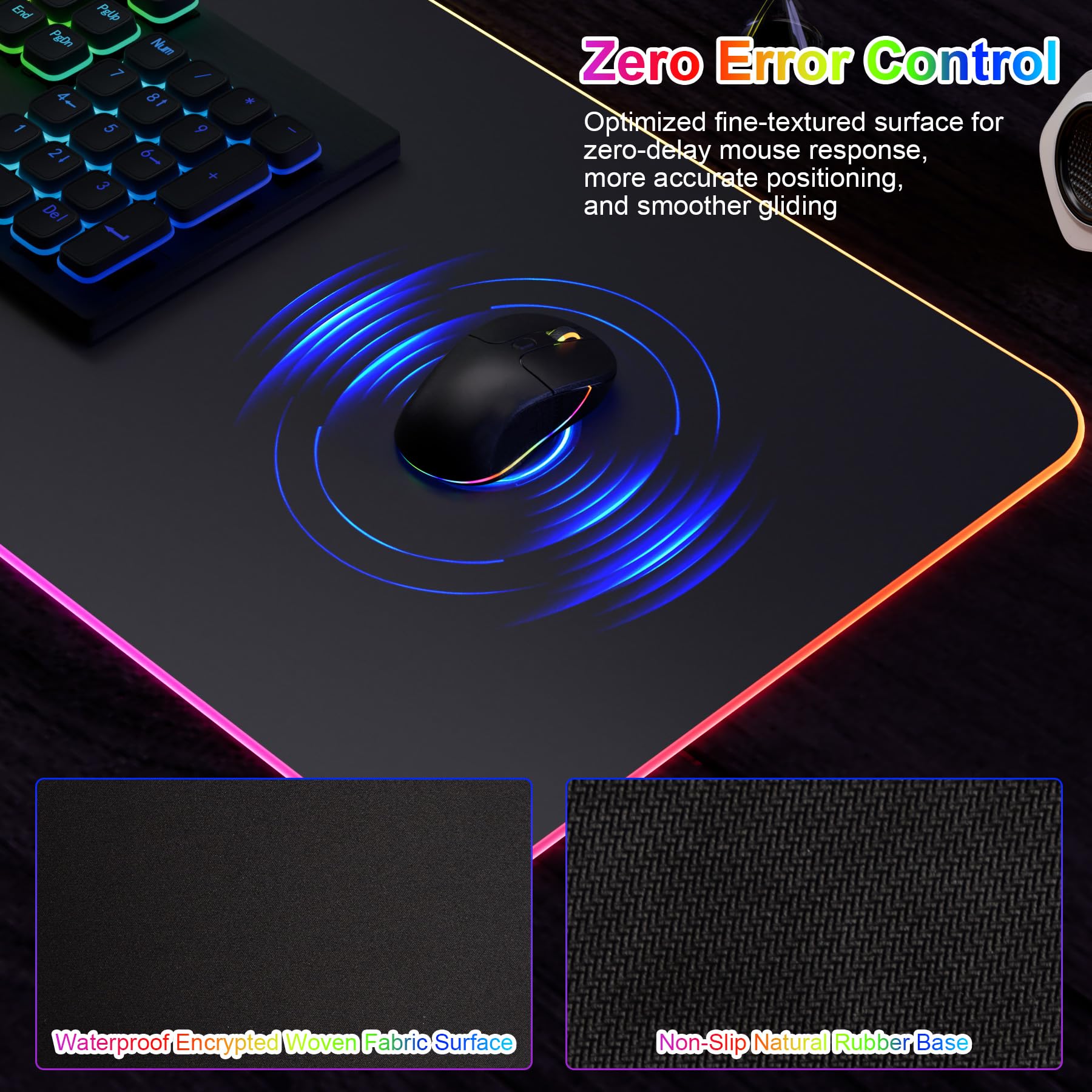 HAUTOCO Tappetino per mouse con ricarica wireless, 15 W, RGB, tappetino per mouse da gioco, impermeabile, con supporto per telefono, 89 x 30 cm, extra large, base antiscivolo, tappetino per tastiera