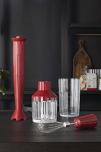 Miniatura 2 de Alessi Plissé MDL10SRUS - Batidora de mano con jarra medidora, batidor y picador en resina termoplástica, enchufe estadounidense 200W, rojo