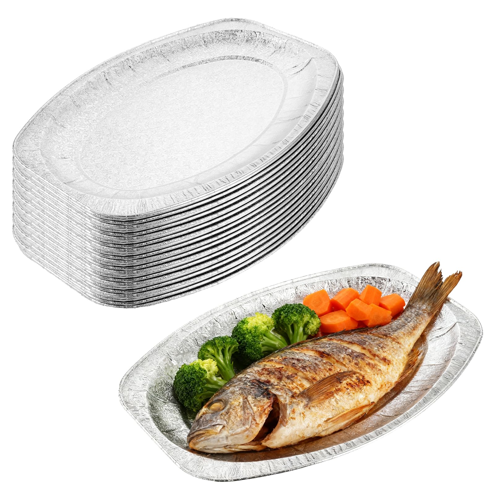 25 Pièces Plateaux en Aluminium, 43 x 28,8 x 2,1 cm Barquette Aluminium, Plat Aluminiums pour Buffets, Restauration, Barbecues