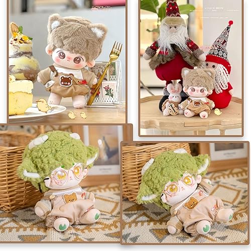 Miniatura 7 de Ropa de muñeca de 7.9 in para muñecas de algodón Kawaii, 10 piezas de ropa de animales de peluche y 2 pares de gafas