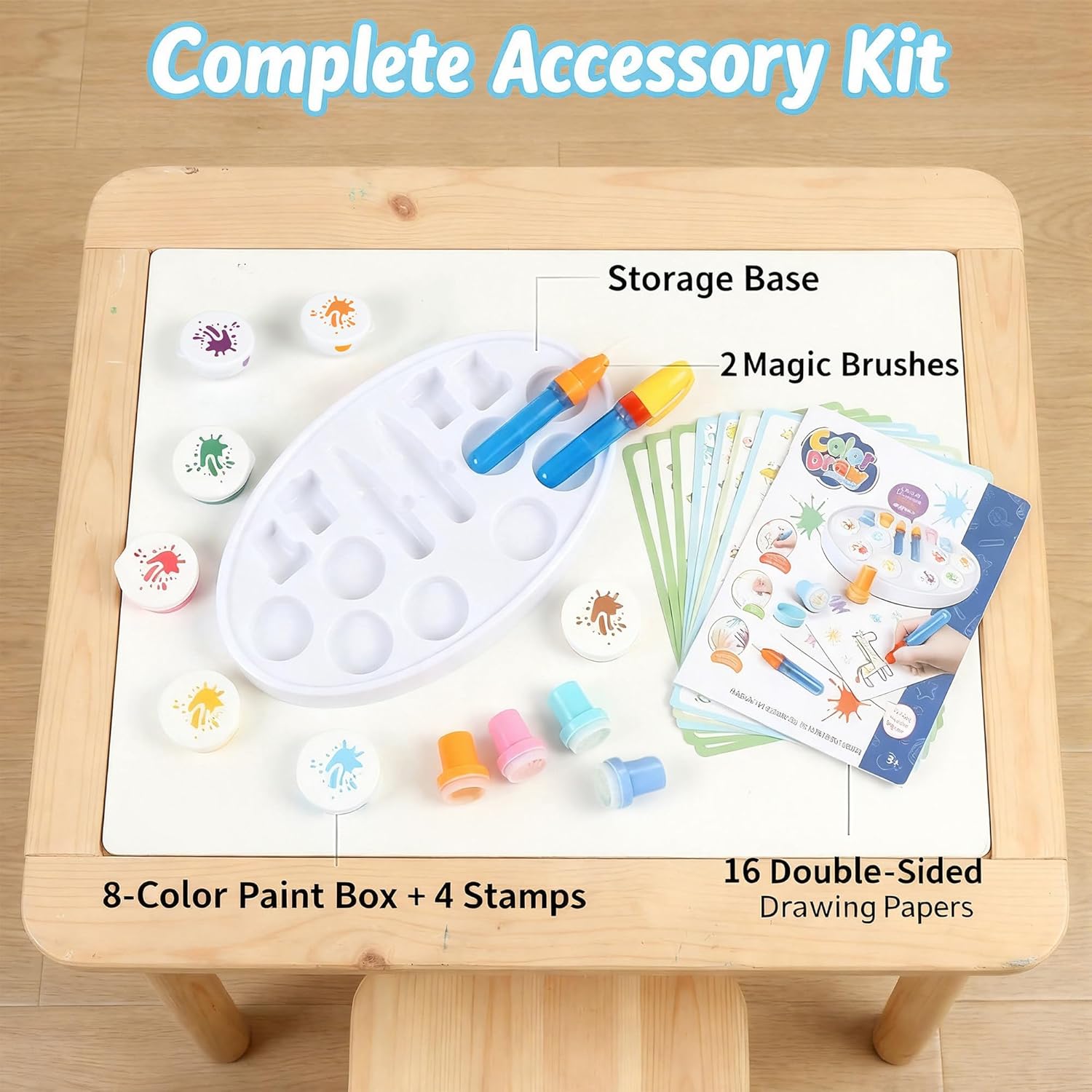 36-Piece Magic Brush Painting Set for Kids, Mess Free Art Station with Storage Base and Replaceable Brush Heads, Toddler Drawing Toys for Creative Learning Home & Travel