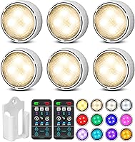 Vista 1 de Luces de disco con control remoto, iluminación inalámbrica para debajo del gabinete, funciona con pilas, luces de empuje para cocina, estante