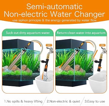hygger Upgrade Aquarium Water Changer Kit, Semi-Automatic Fish Tank Gravel Cleaner, with 25 FT Water Hose, Flow Control Valve