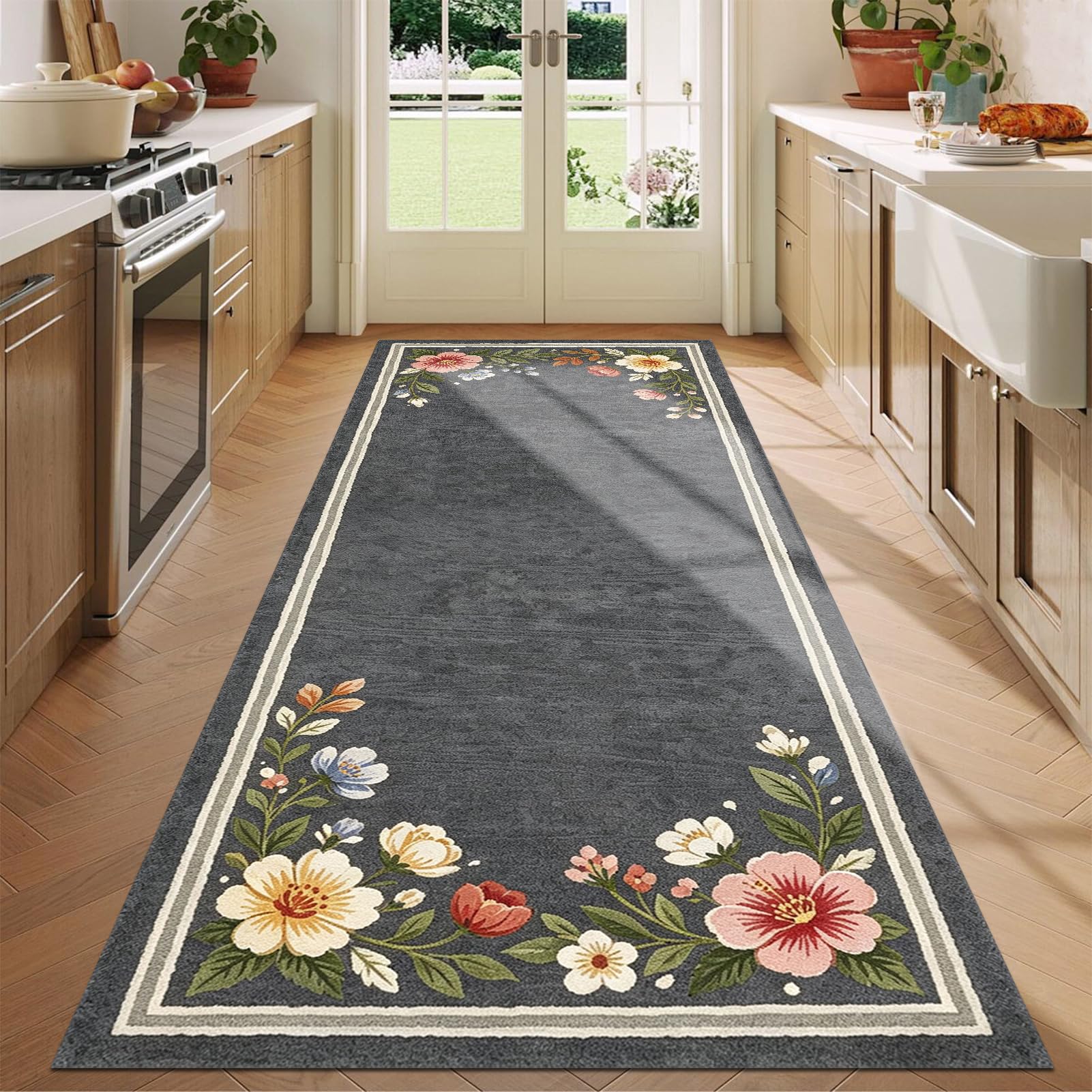 Tapete corredor para cocina antideslizante y lavable de 60x350 cm para pasillos y escaleras