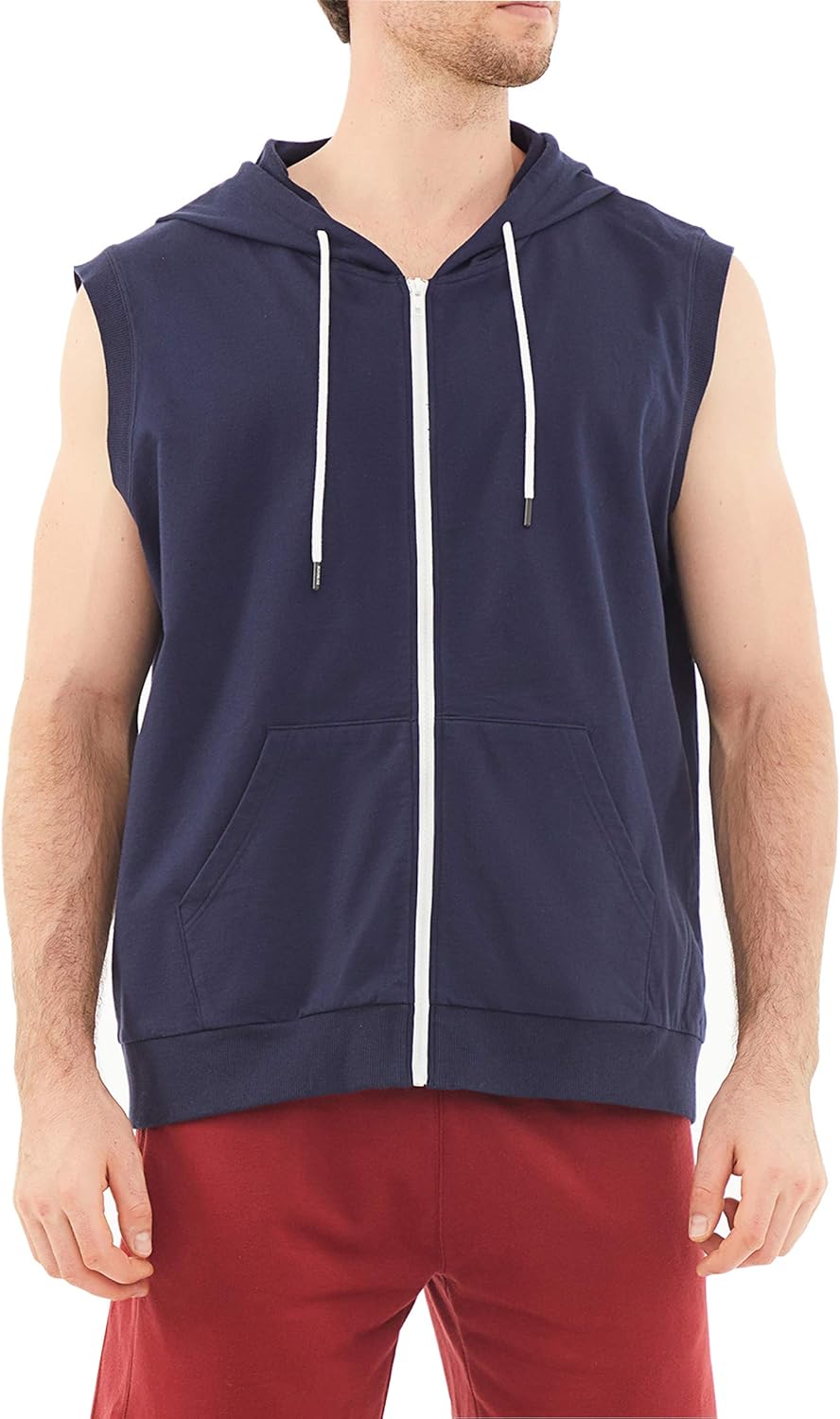 Dubinik®Short Sleeve Hoodie Lightweight Soft Cotton Moisture Wicking Kangaroo Pocket Short Sleeve Hoodie For Men - Image 2