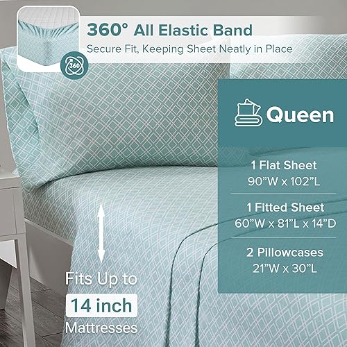 Miniatura 5 de Comfort Spaces - Juego de cama de franela de algodón cálido y transpirable con sábanas de bolsillo profundo y fundas de almohada, tamaño Queen,