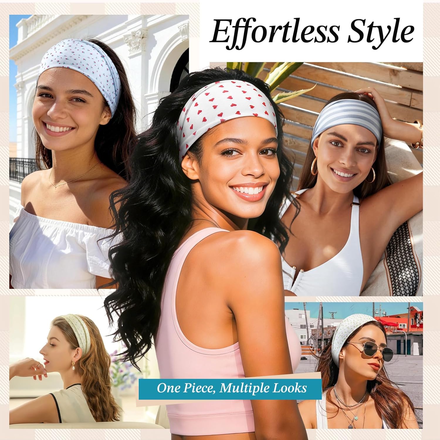 Headbands for Women, 8 Pack Non-Slip Moisture Wicking Sports Wide Head Bands, Stretchy Elastic Fabric, Multiple Colors Securing Hair for Fashion, Sports, Yoga, Running, Daily Life - Image 6