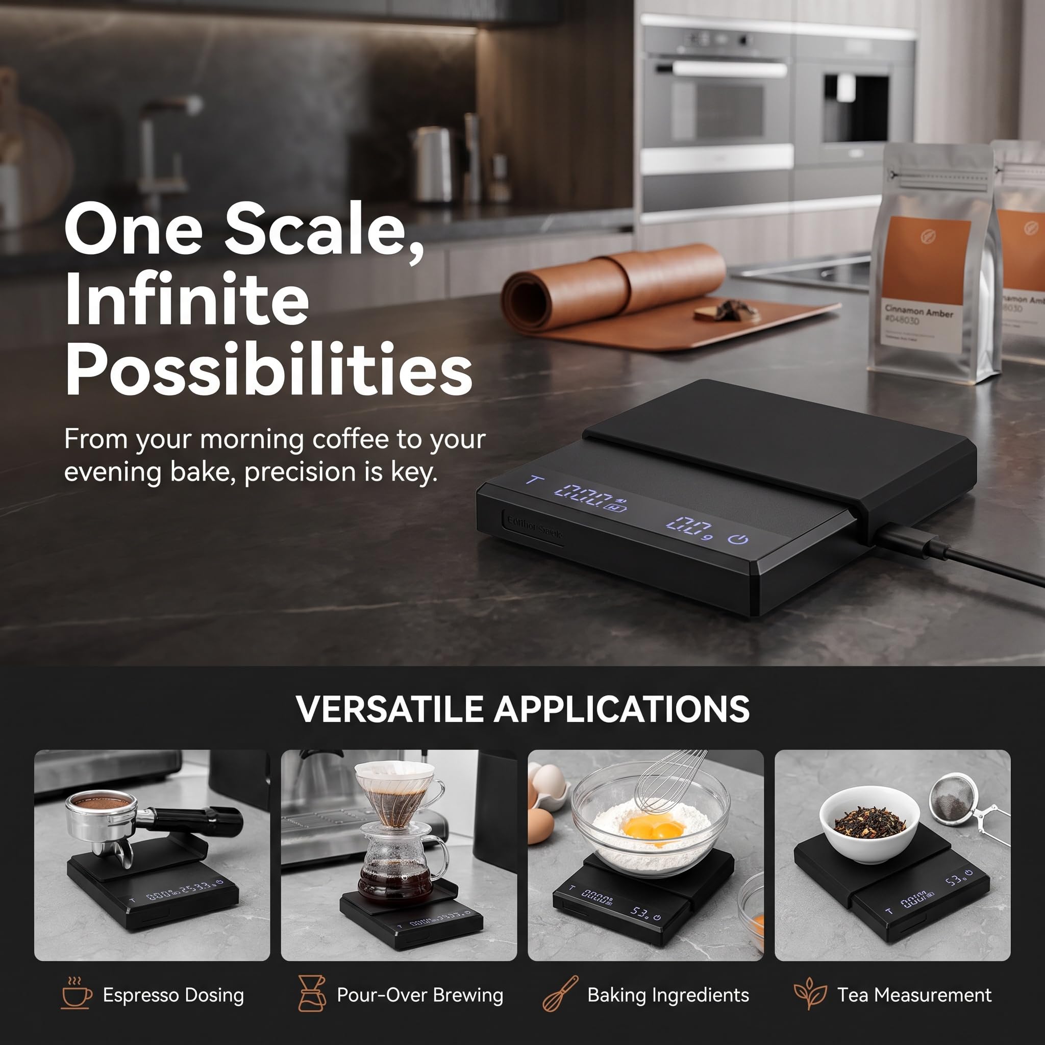 Bilancia Caffè con Timer, Doppia Modalità per Filtro, Espresso