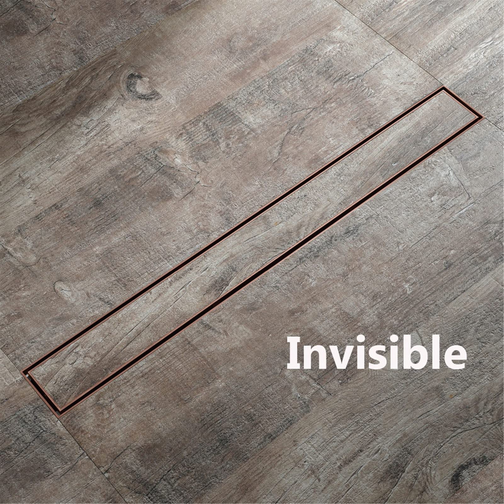 XBTGS Drenaje de piso de acero inoxidable profesional lineal de 23.6 pulgadas con rejilla de suelo de azulejos, kit de drenaje de ducha rectangular con recogedor de pelo, aplicable en cocina
