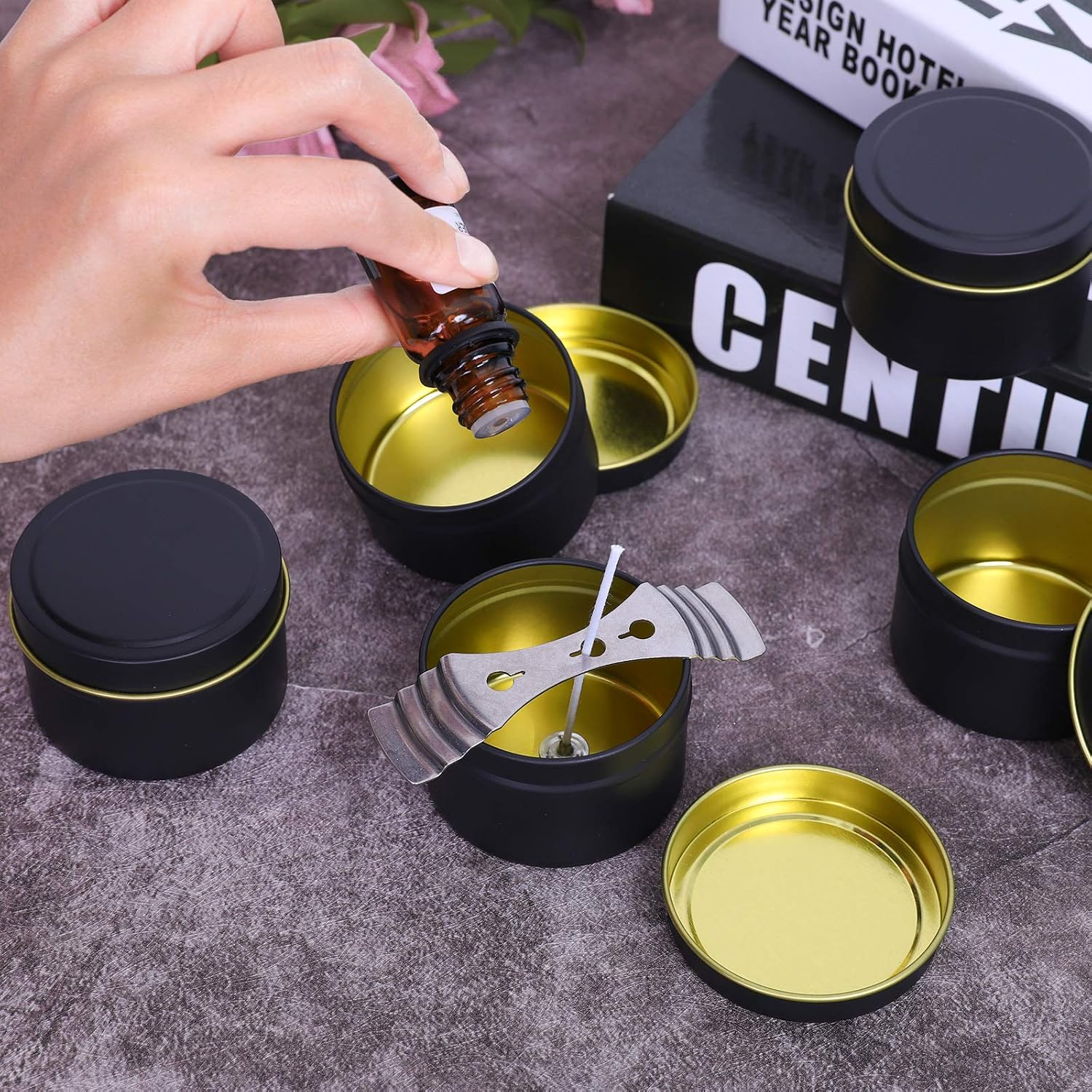 Aneco 12 Pieces Candle Tin with Lids Candle Containers 4 Ounces Candle Jars for Candle Making Arts Crafts, Storage, and More (Black)
