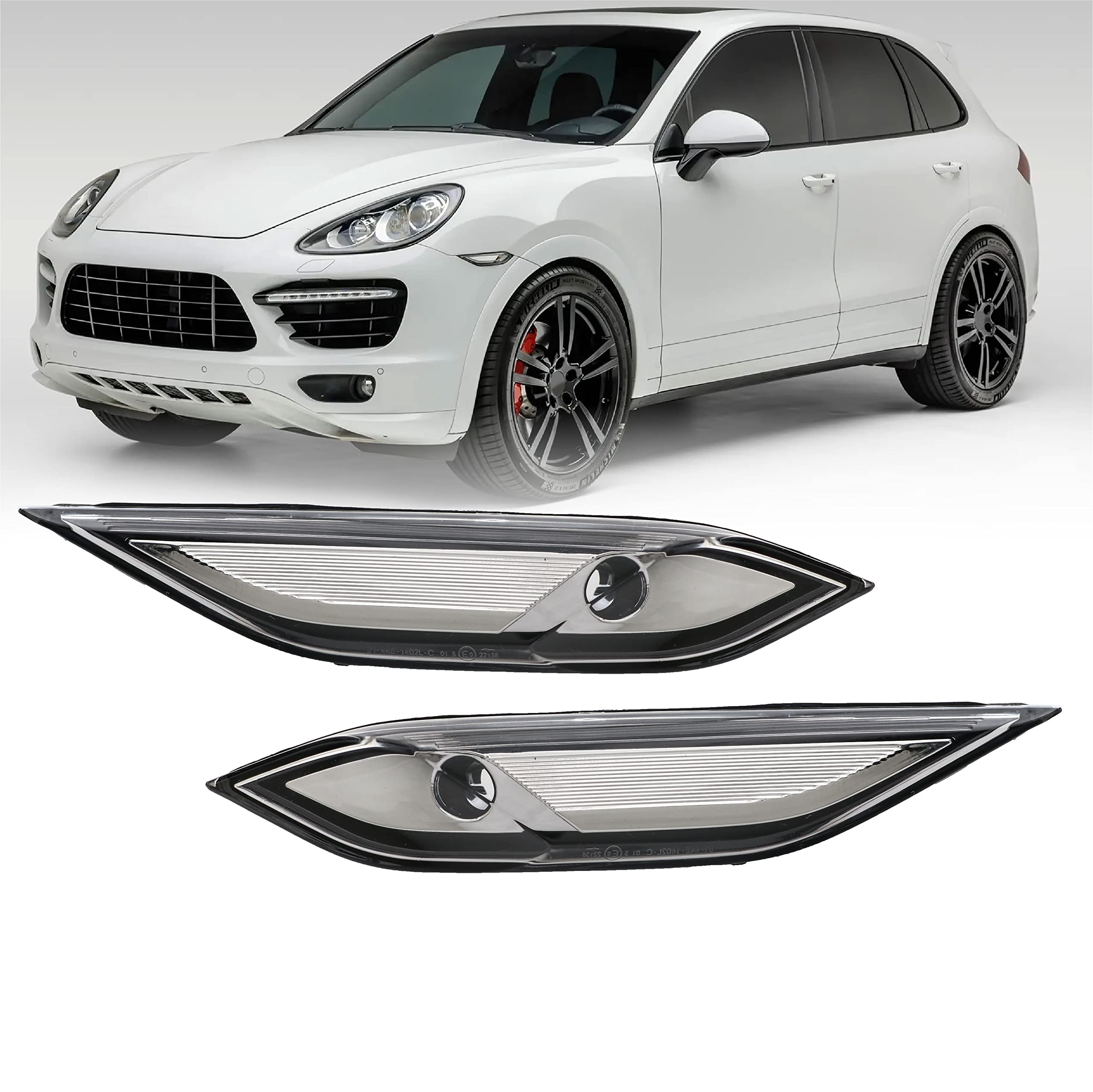 USR UNIQUE STYLE RACING DEPO 11-14 Cayenne OE All Clear Lens Bumper Side Marker Upgrade (Left + Right) Compatible with 2011-2014 Porsche Cayenne 958