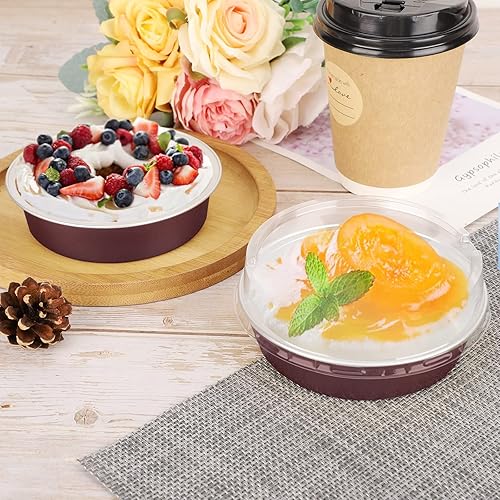 Vista 196 de Beasea Latas desechables para tartas de 4 pulgadas, paquete de 50 mini sartenes con tapas, molde de aluminio dorado de 8 onzas, moldes para tartas