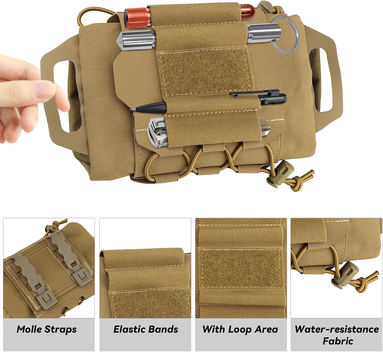 Qavctw Tactical MOLLE First Aid Pouch - 2-Piece System Med Roll Survival Medical Pouch with Handle, Rapid Access EMT Belt Pouch, EDC First Aid Kit for Military,Outdoor Emergence - Image 6