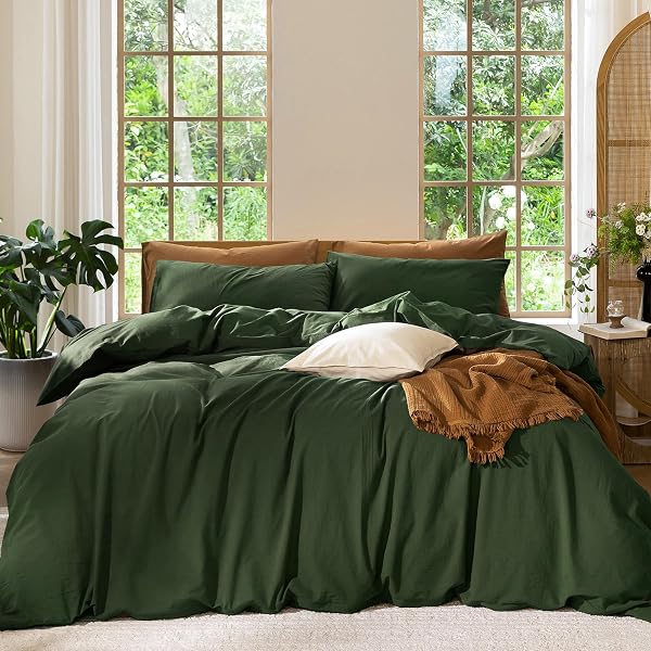 MooMee Duvet Cover Set 100% Washed Cotton Linen Like Oversized King Plus