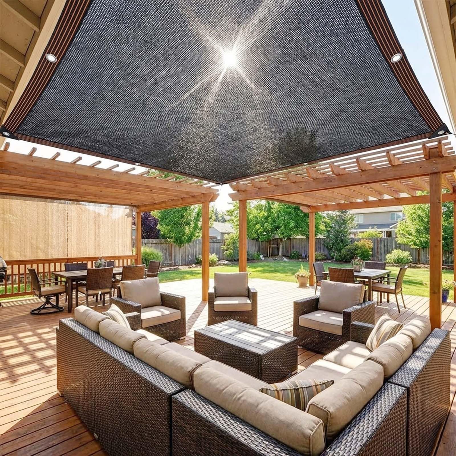 Malla de Sombreo Negra Resistente 90% Protección UV con Ojales, Toldo Grande de Red para Exteriores Malla de Ocultación para Patio, Pérgola, Garaje y Jardín(8x8 M)