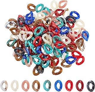 PandaHall 270 Pezzi Anelli di Collegamento in Acrilico, 9 Colori Connettori a Collegamento rapido per Catene da Borsa Collana con Orecchini Gioielli Catena per Occhiali Artigianato Fai-da-Te