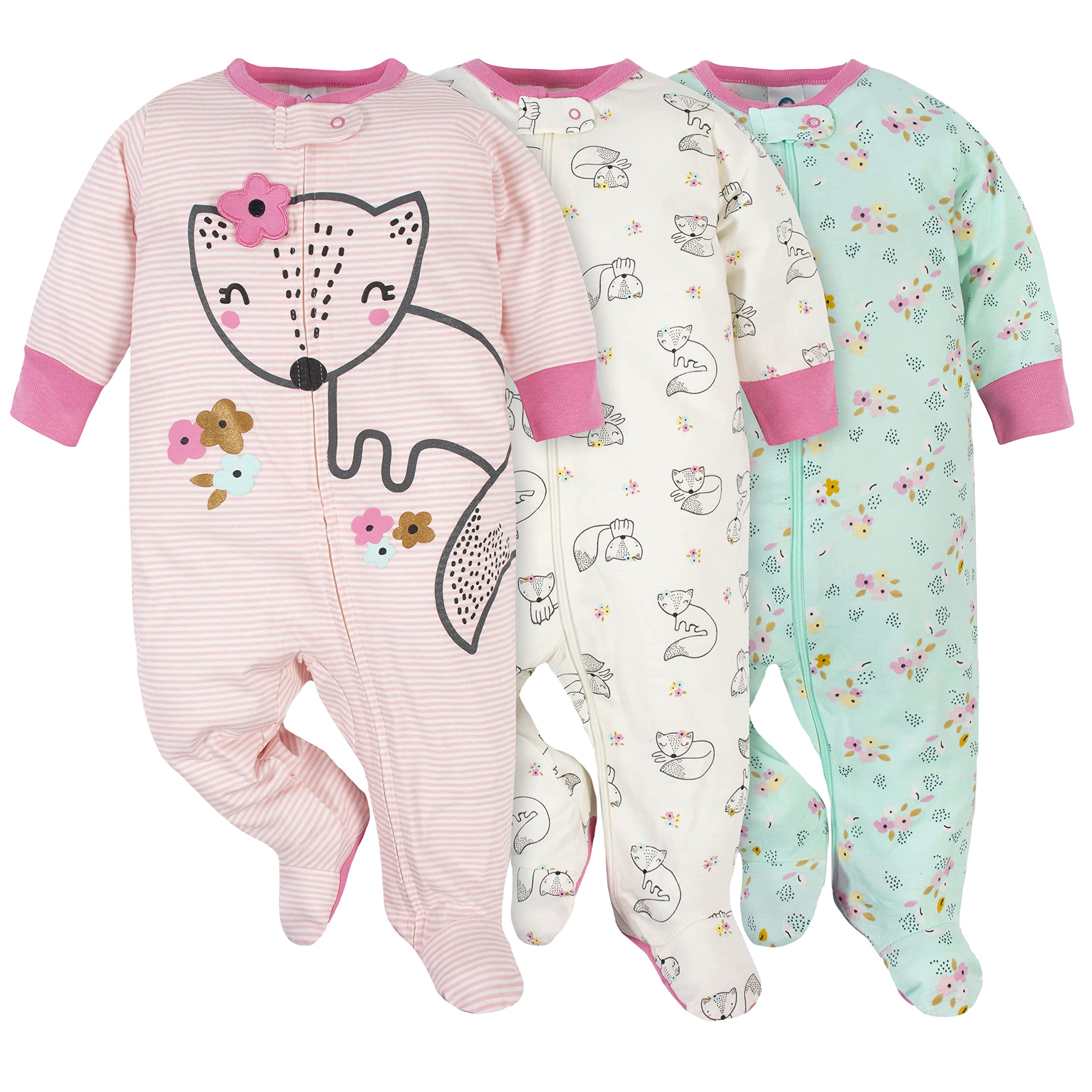 Gerberbaby-girls 2-pack Sleep 'N Play Baby and Toddler Sleepers