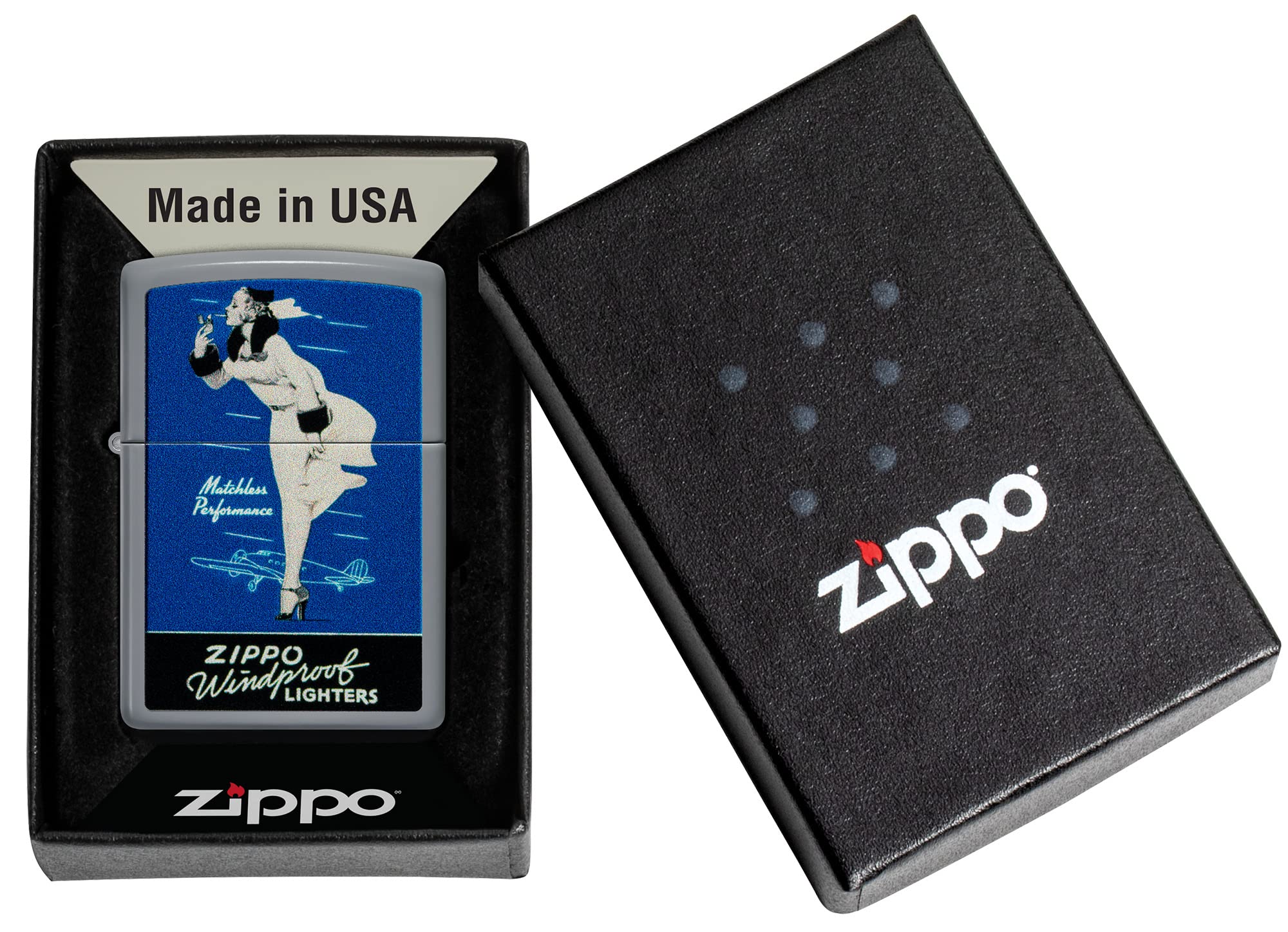 Zippo Sturmfeuerzeug Windy Design Founder Set Nachfüllbar Windfest Geschenkbox