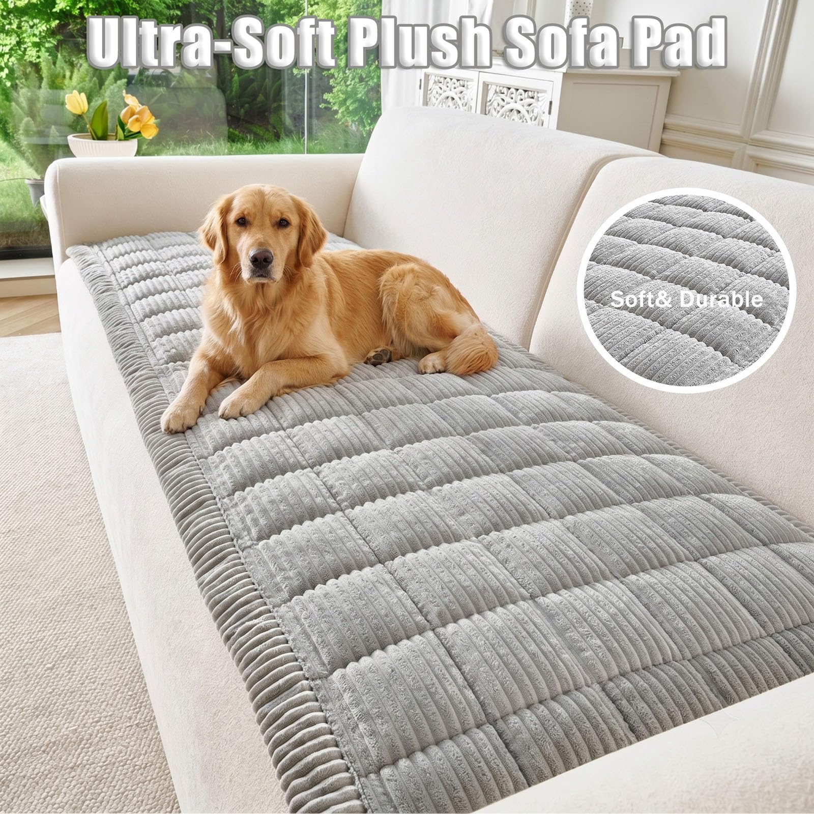 Genérico Funda de Sofá para Perros,Chaise Longue Protector de Muebles,Dark Grey 1,70x210cm