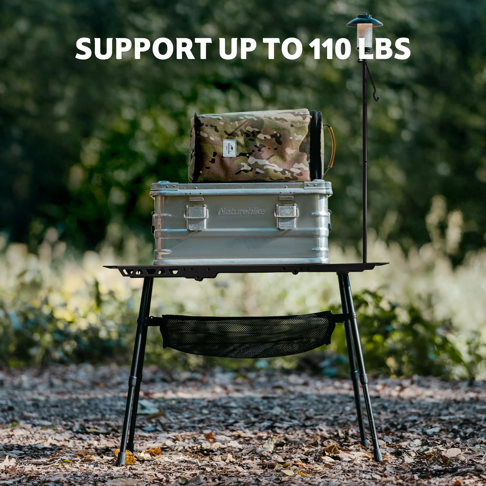 Naturehike Tavolo da campeggio con 3 scomparti pieghevoli, robusto tavolo tattico per casa, cucina, picnic ed esterni, pieghevole, ideale per campeggio e uso quotidiano