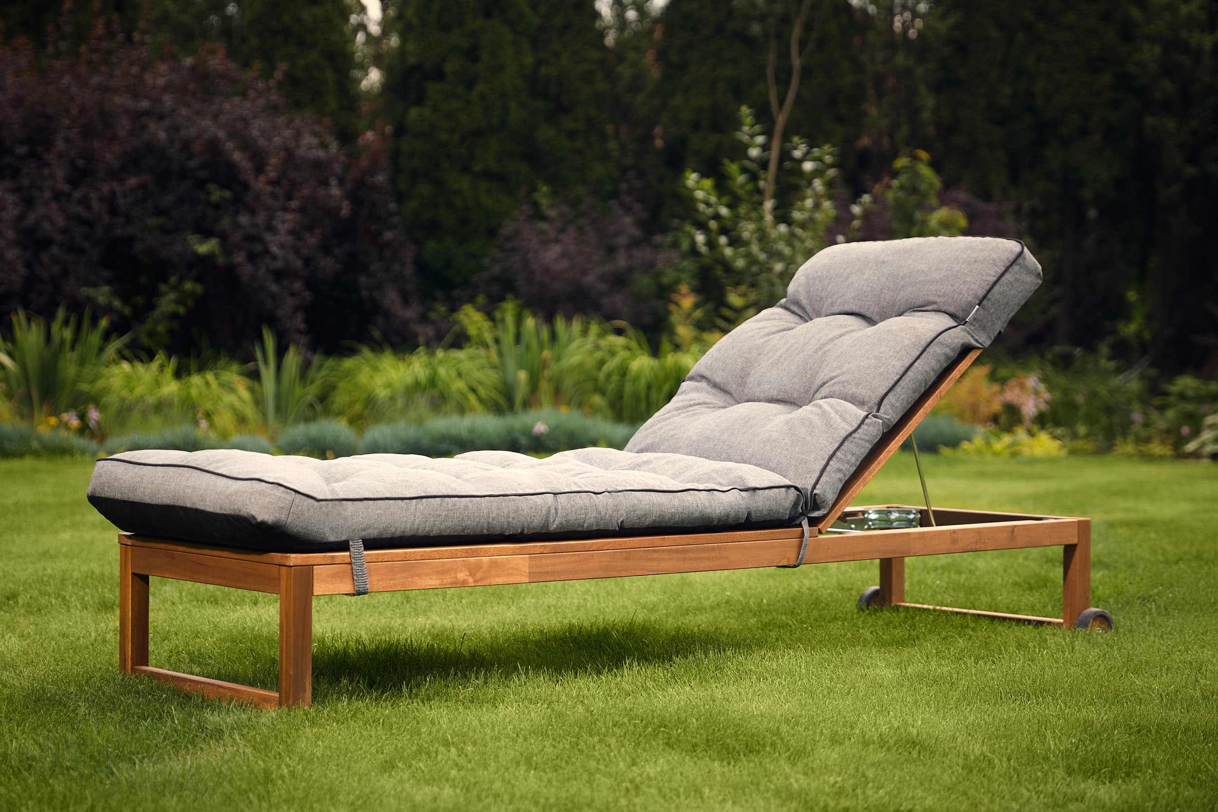 Liegenauflage, Auflage für Gartenliege 200 x 55 x 8 cm, Auflagen für Deckchair, Polsterauflage für Sonnenliege, Kissen für Liegestuhl, gesteppt - Anthrazit