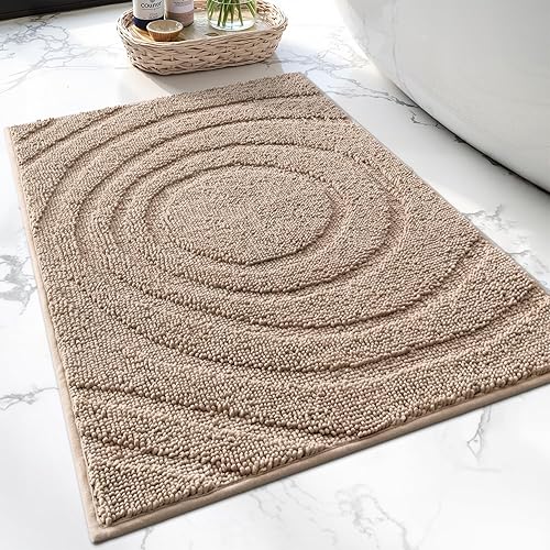 Miniatura 11 de LUMI Alfombras de baño de chenilla, 24 x 36 pulgadas, extra suaves, antideslizantes, absorbentes, alfombras de baño lavables para baño, bañera y