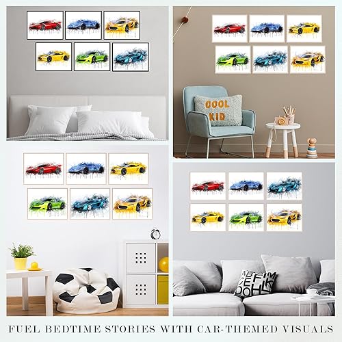 Vista 4 de Insire Juego de 6 impresiones de póster de acuarela para automóvil