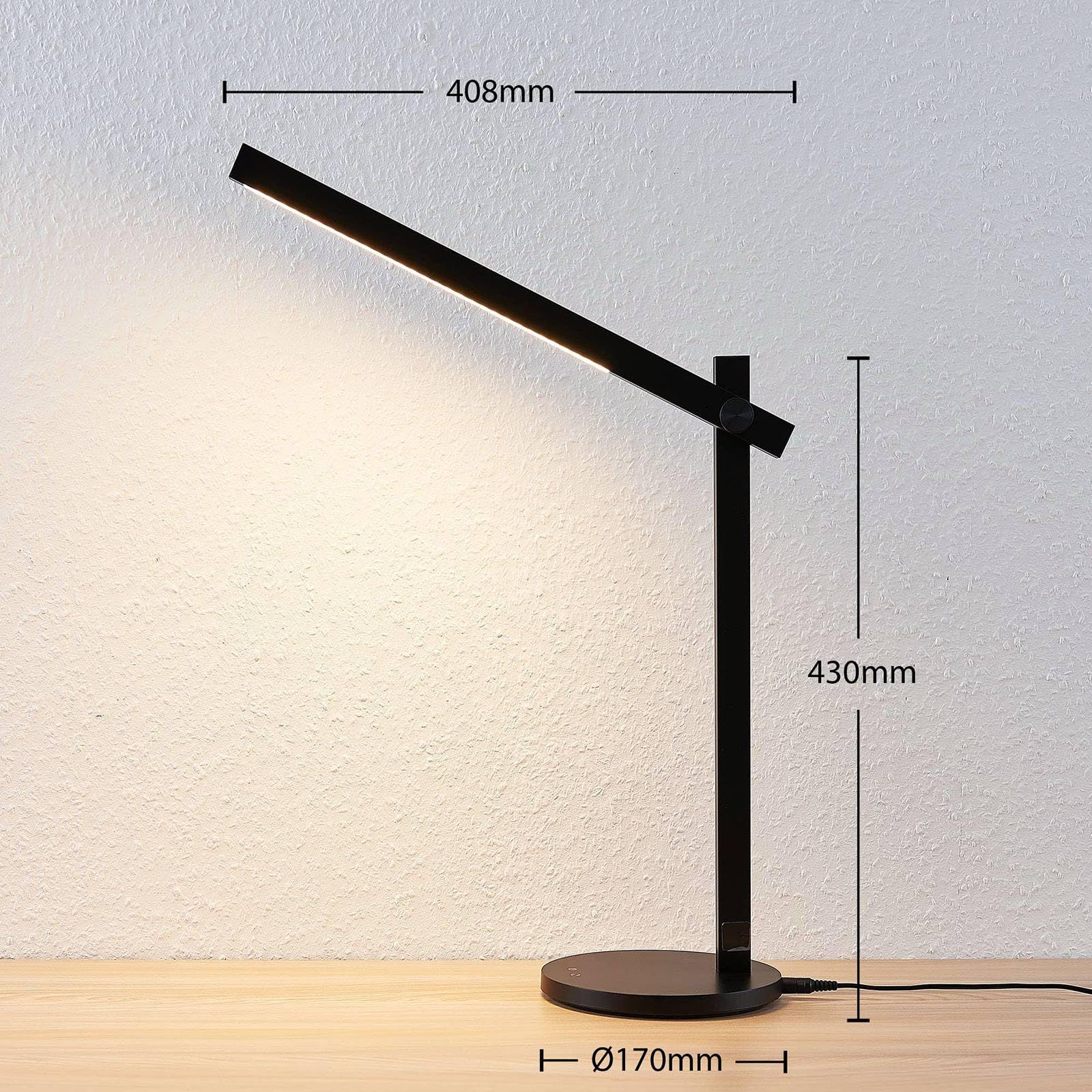 Lindby LED Tischlampe Loretta dimmbar (Modern) in Schwarz (1 flammig,) - Tischleuchte Schreibtischlampe Nachttischlampe Arbeitszimmerleuchte