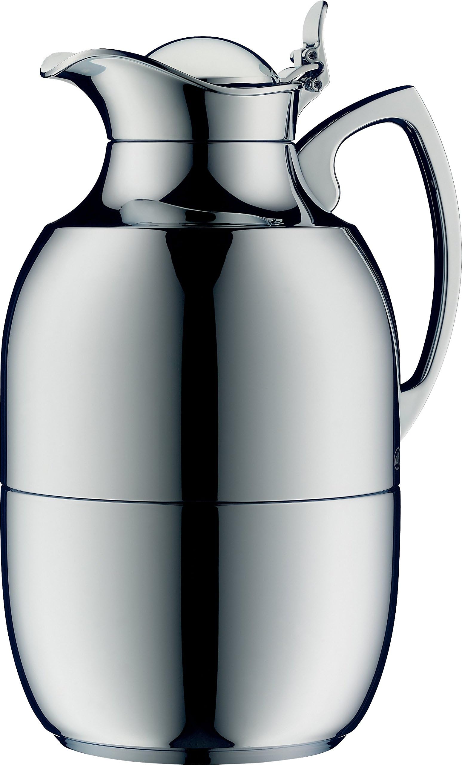 alfi Juwel Glass Vacuum Chrome Plated Brass Thermal Carafe for Hot and Cold Beverages, 1.5 L, Chrome