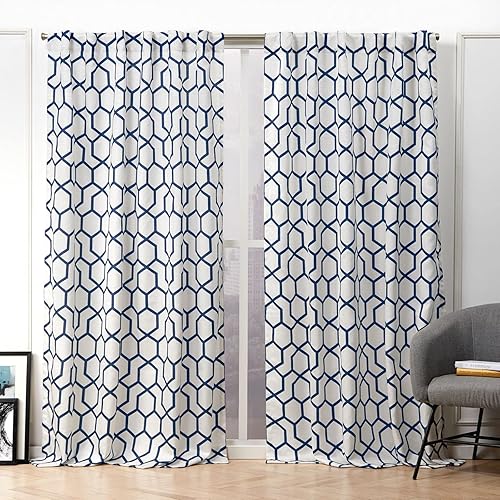 Miniatura 17 de Nicole Miller Hexa - Par de paneles de cortinas filtrantes de luz, pestañas ocultas y bolsillo para barra en la parte superior, 54 x 96 pulgadas,