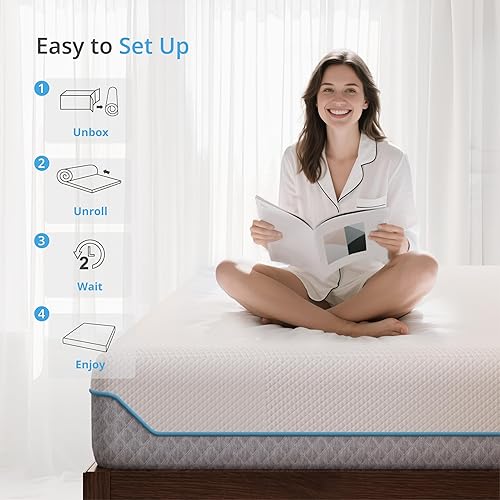 Miniatura 6 de EGOHOME Colchón King de 12 pulgadas en una caja, colchón de espuma viscoelástica con infusión de gel con funda refrescante, firmeza media para
