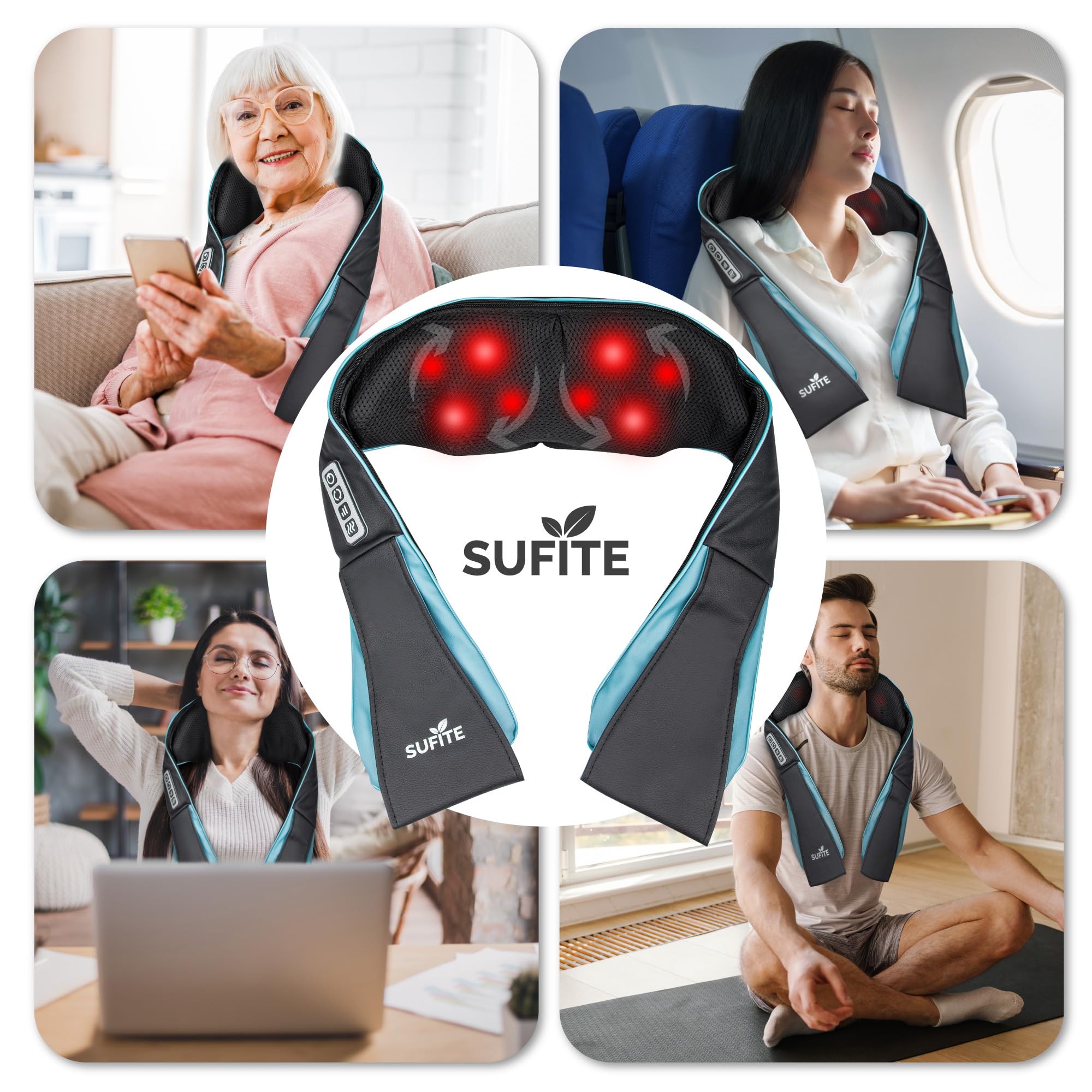 Shiatsu Massagegerät Nacken - Nackenmassagegerät Mit Wärme, 3 Geschwindigkeiten, Auto-Reverse