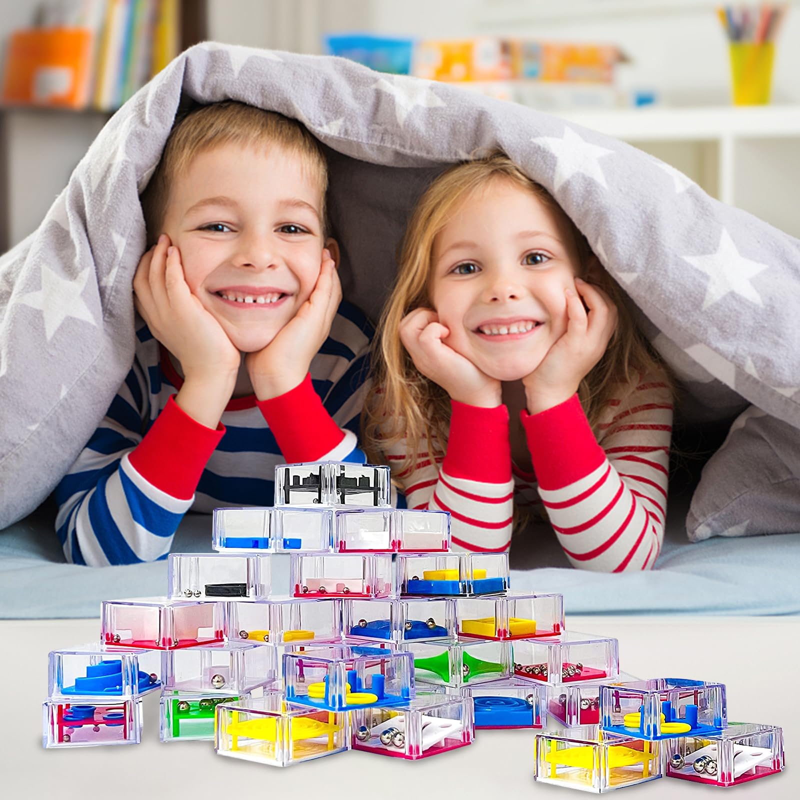 24 sztuki mini gier myśli o cierpliwości, gra logiczna, gra cierpliwości 3D z kulkami, gra zręcznościowa dla dzieci i dorosłych, zabawka edukacyjna wspomaga koncentrację, upominek urodzinowy dla