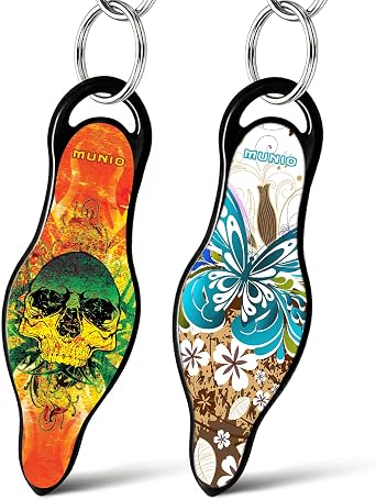 MUNIO Self Defense Keychain Bundle for Couples Non-Lethal Personal Safety Keychains for Men & Women, TSA Approved, Made in USA, Brownie & Tribal Skull Designs