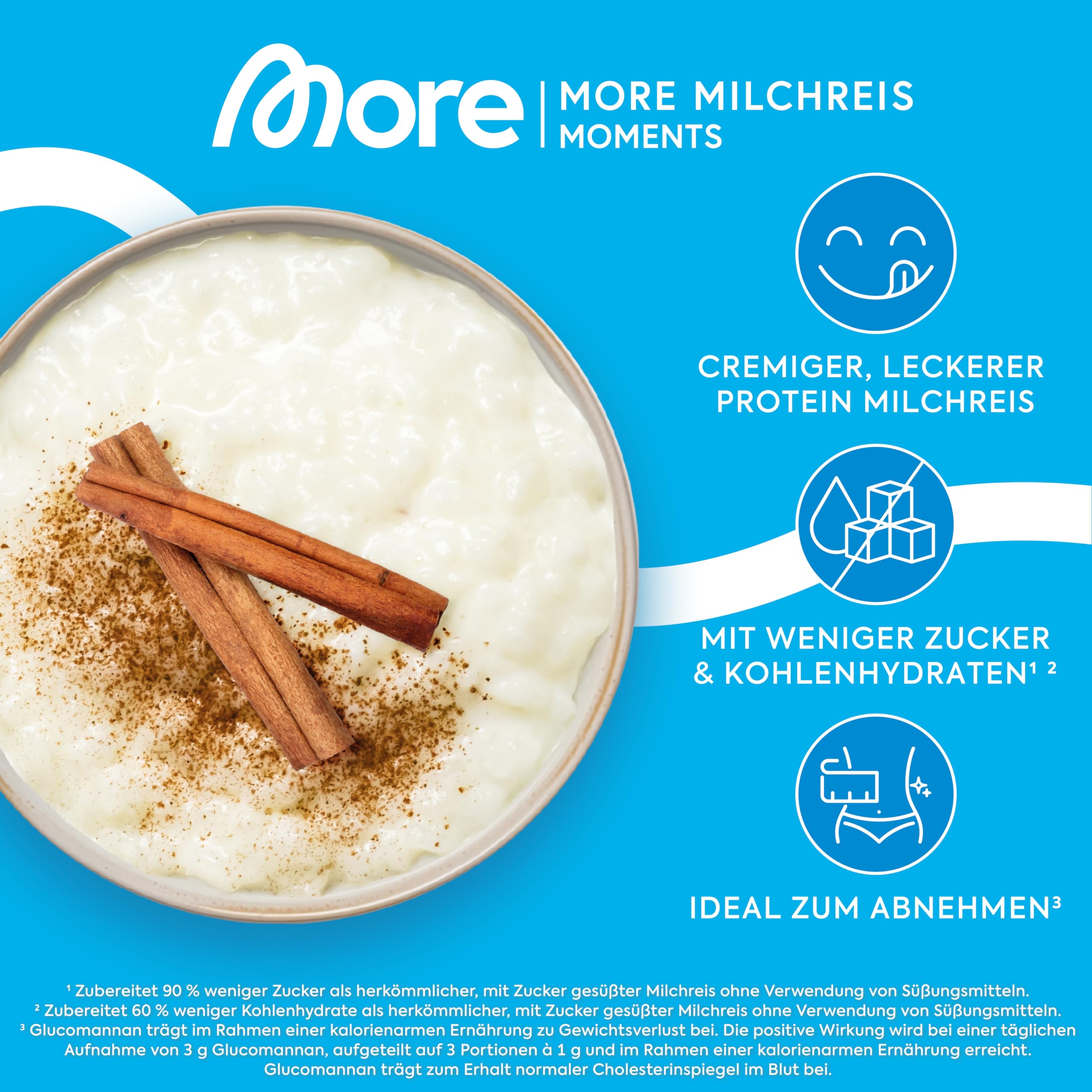 More Protein Milchreis, 10er Tray, 10 x 65 g, 25 g Eiweiß pro Portion, schnelle Zubereitung ohne Kochen, cremig leckerer Milchreis mit weniger Zucker und Fett, perfekt zum Verfeinern