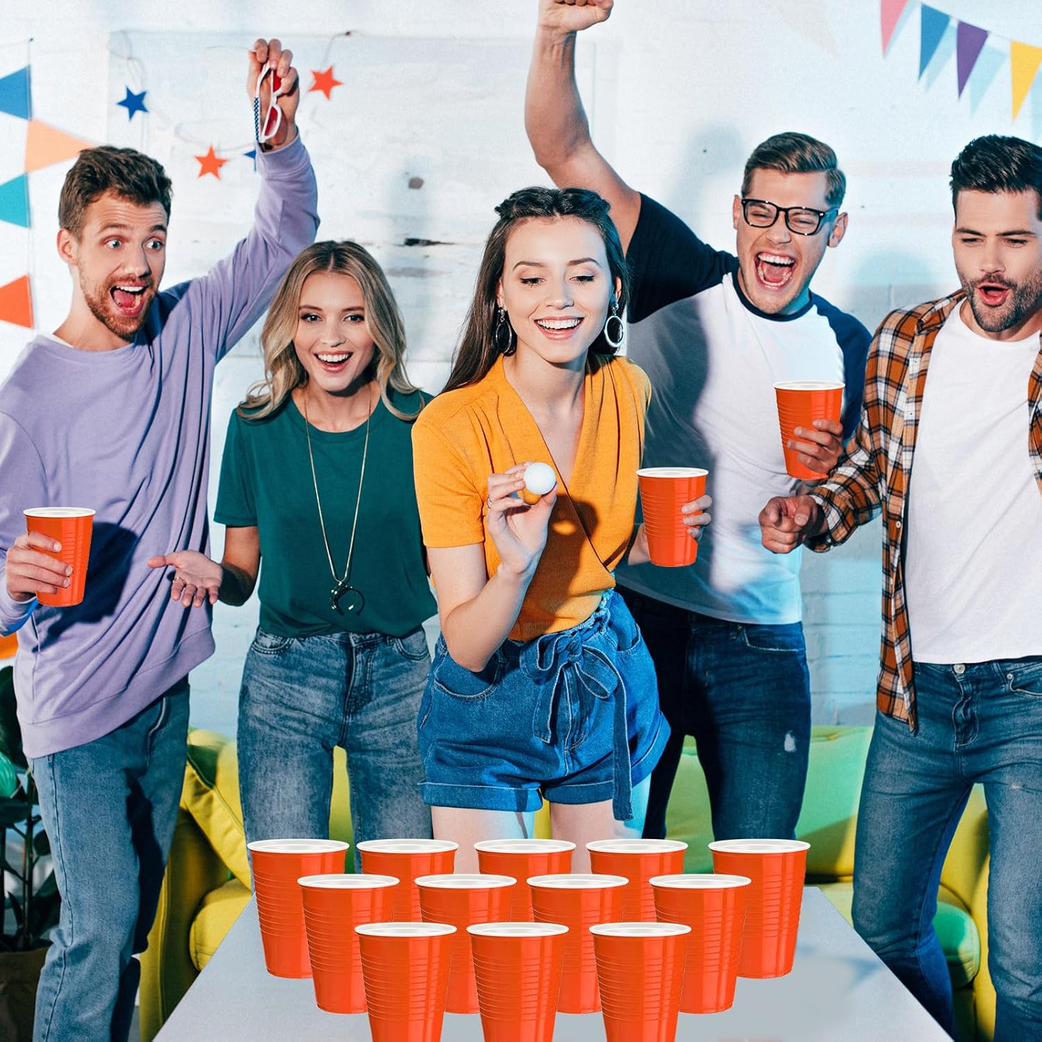 120 pcs 16 oz Orange plastic cups Halloween plastic Disposable cups orange Party Cups for drinking Tastings served Snacks Barbecues Picnics - Image 5