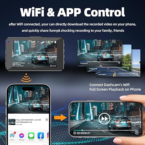 Miniatura 2 de Cámara de tablero frontal y trasera con control WiFiAPP Cámara de coche con tarjeta 64G 2.5K cámara de tablero frontal+1080P cámara trasera con