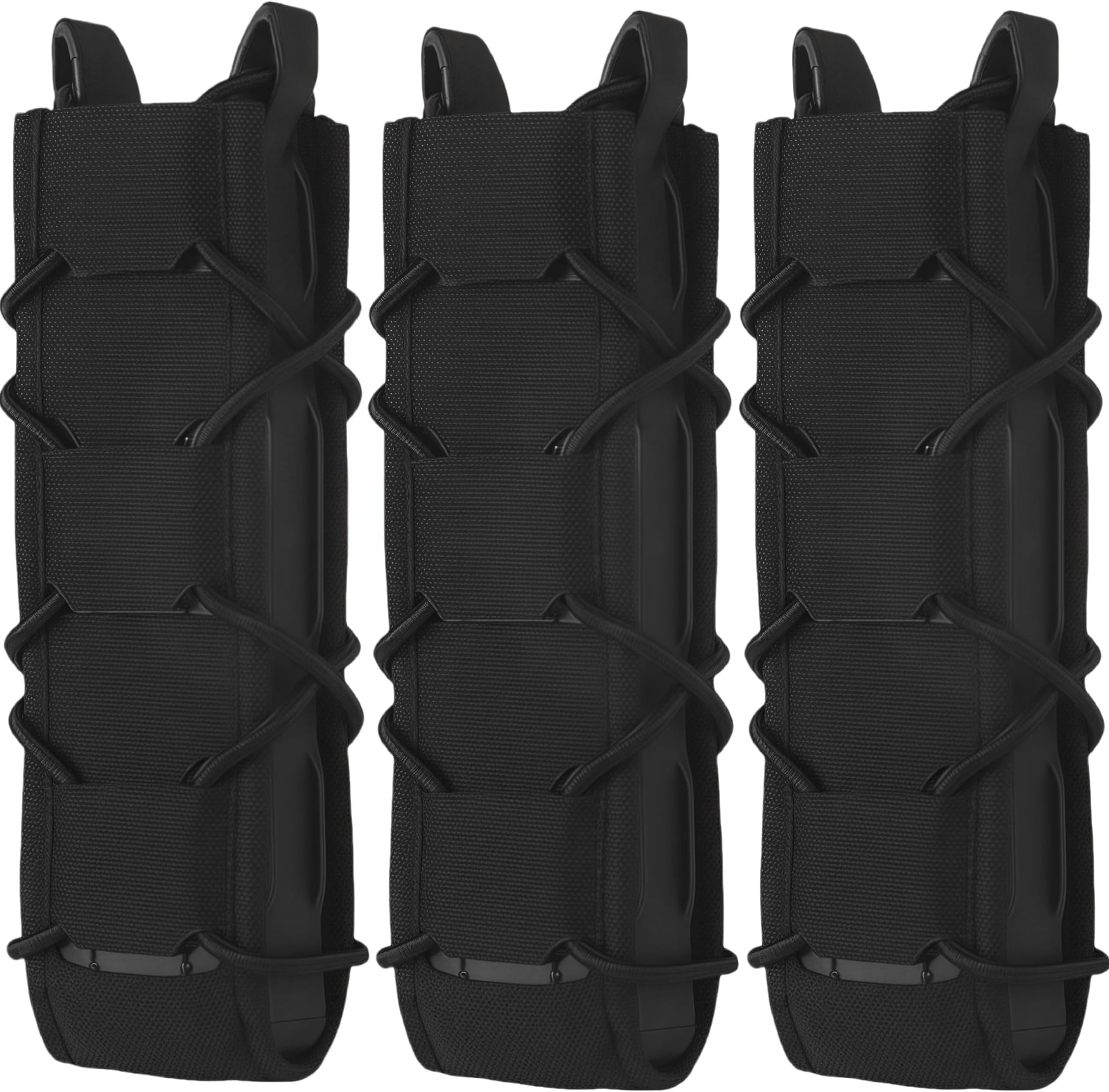 – 3 Pack - MOLLE Compatible Long Mag Pouch (V2) for 9mm, MP5, MP7 Style Magazines - Tactical Airsoft & Shooting Accessories