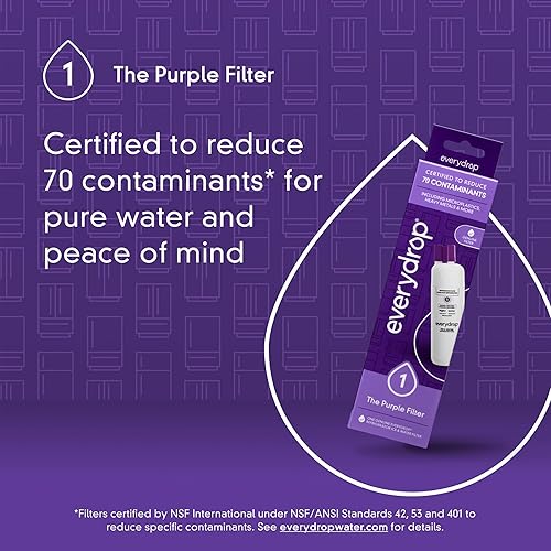 Miniatura 4 de everydrop by Whirlpool Filtro de refrigerador para hielo y agua 1, EDR1RXD1, paquete individual, morado