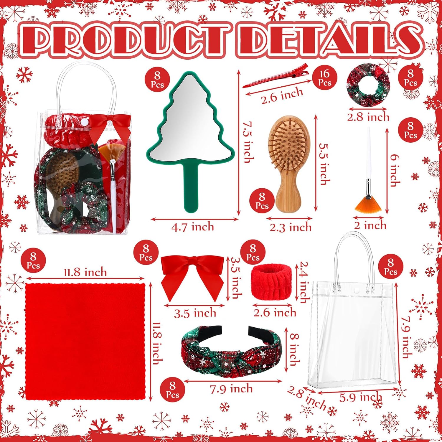 Honeydak 96 Pcs Spa Party Supplies 8 Sets Sleepover Party Gift with Wooden Hair Brush Mirror Headband Wristbands Hairpin Scrunchies Face Towel Makeup Brushes Cosmetic Bags for Spa Sleepover Birthday