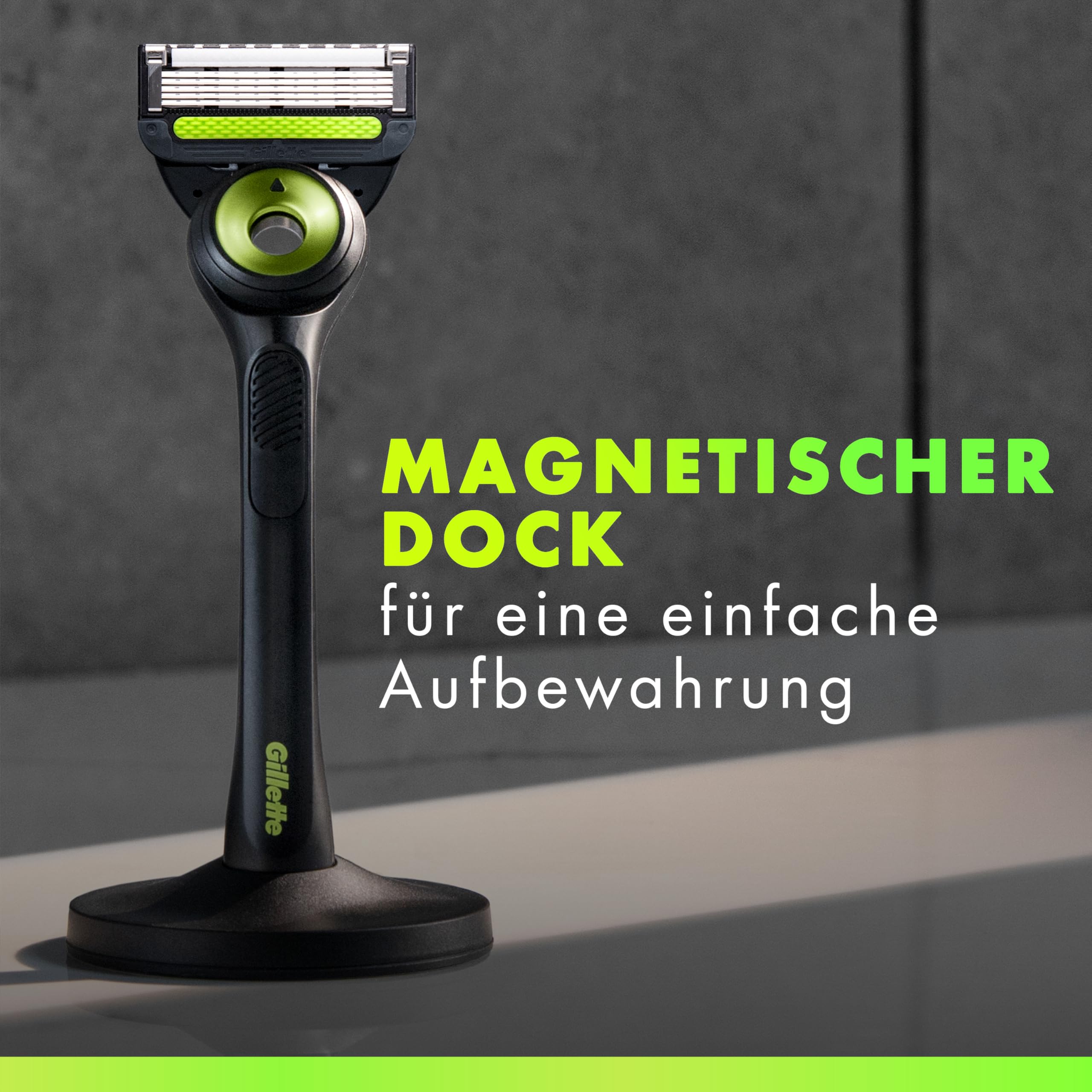 Gillette Labs Rasierer Herren, Nassrasierer, Metall, Schwarz - Herrenrasierer mit Reinigungselement für Eine Glatte Rasur, Inkl. 1 Handstück, 8 Rasierklingen Und Magnetischer Dock