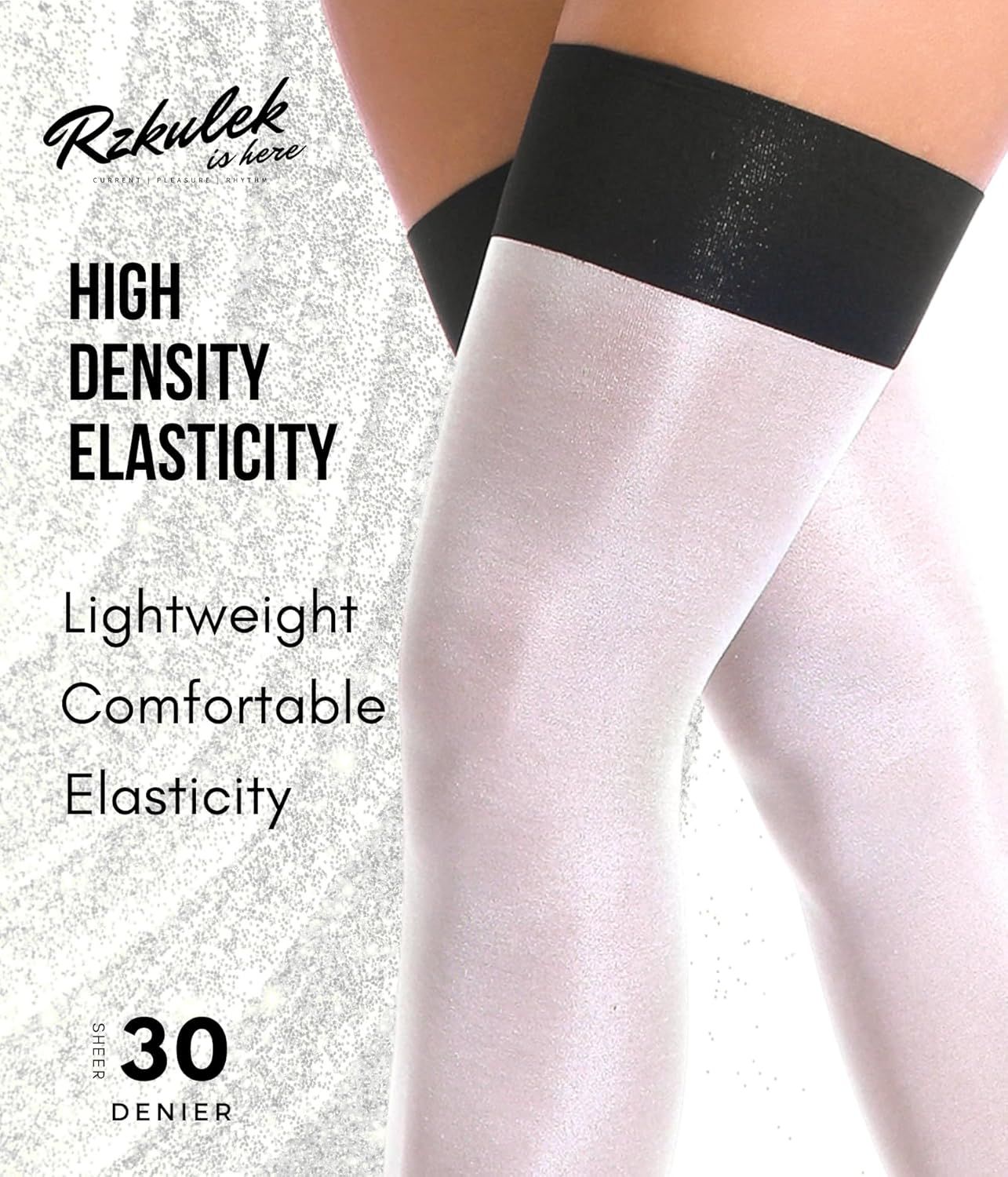 2 Pairs Oily Shiny Thigh High Stockings Sheer Antiskid Pantyhose Shiny Stay Up Silk Stockings for Dating - Image 4