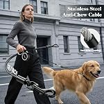 Poignée de chien rétractable avec câble anti-chevêche en acier inoxydable pour petit & Chiens moyens jusqu'à 50 Voir le tableau 1. 16 ft Strong Nylon Ruban réfléchissant Système de verrouillage rapide (Moyen, blanc)