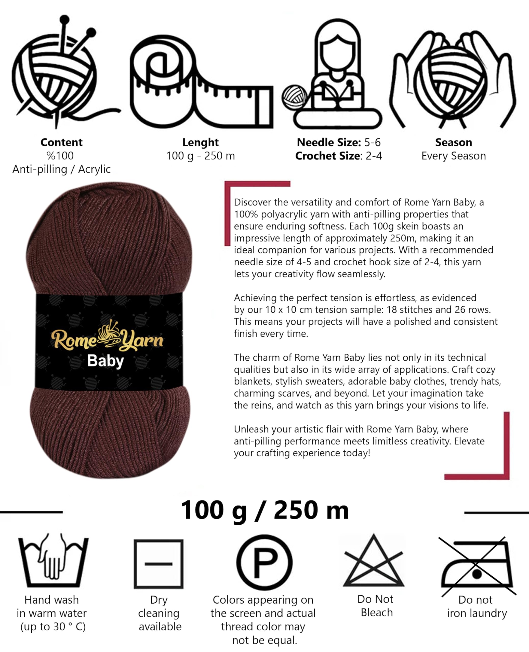 Baby Yarn #3 Light Worsted DK Anti-Pilling Acrylic Yarn for Knitting and Crochet (3 Pack, 1707 Aubergine) - Image 2