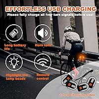 Vista 4 de Luz trasera de bicicleta con señal de giro, luz trasera para bicicleta, control remoto inalámbrico, recargable por USB, 5 modos, luces traseras