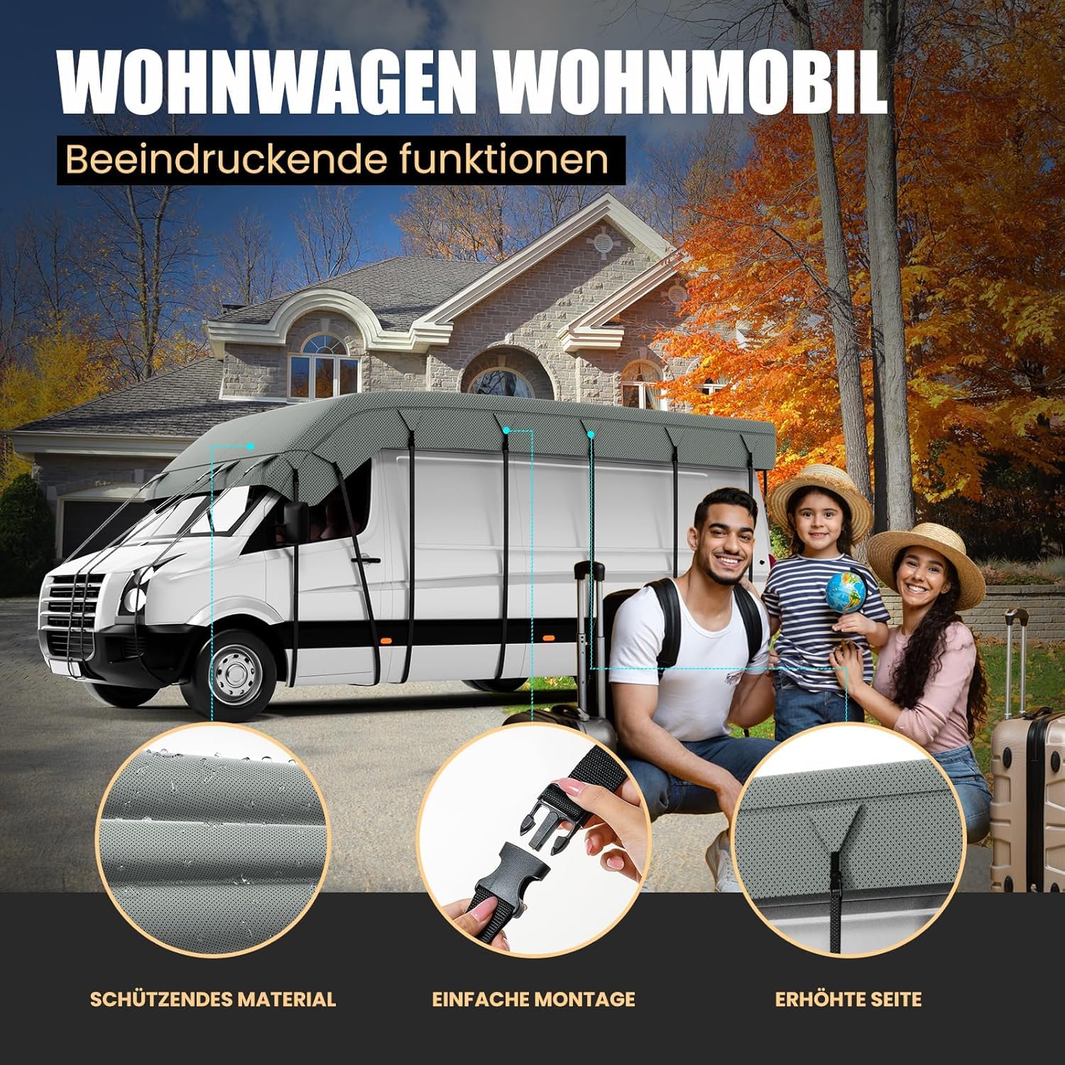 Wohnmobil Abdeckplane Hochwertige Wohnwagen Abdeckung Wohnmobilabdeckungen Abdeckplane Wohnwagen Wohnwagen Schutzhülle schützt vor Staub und Nässe|6 * 3M