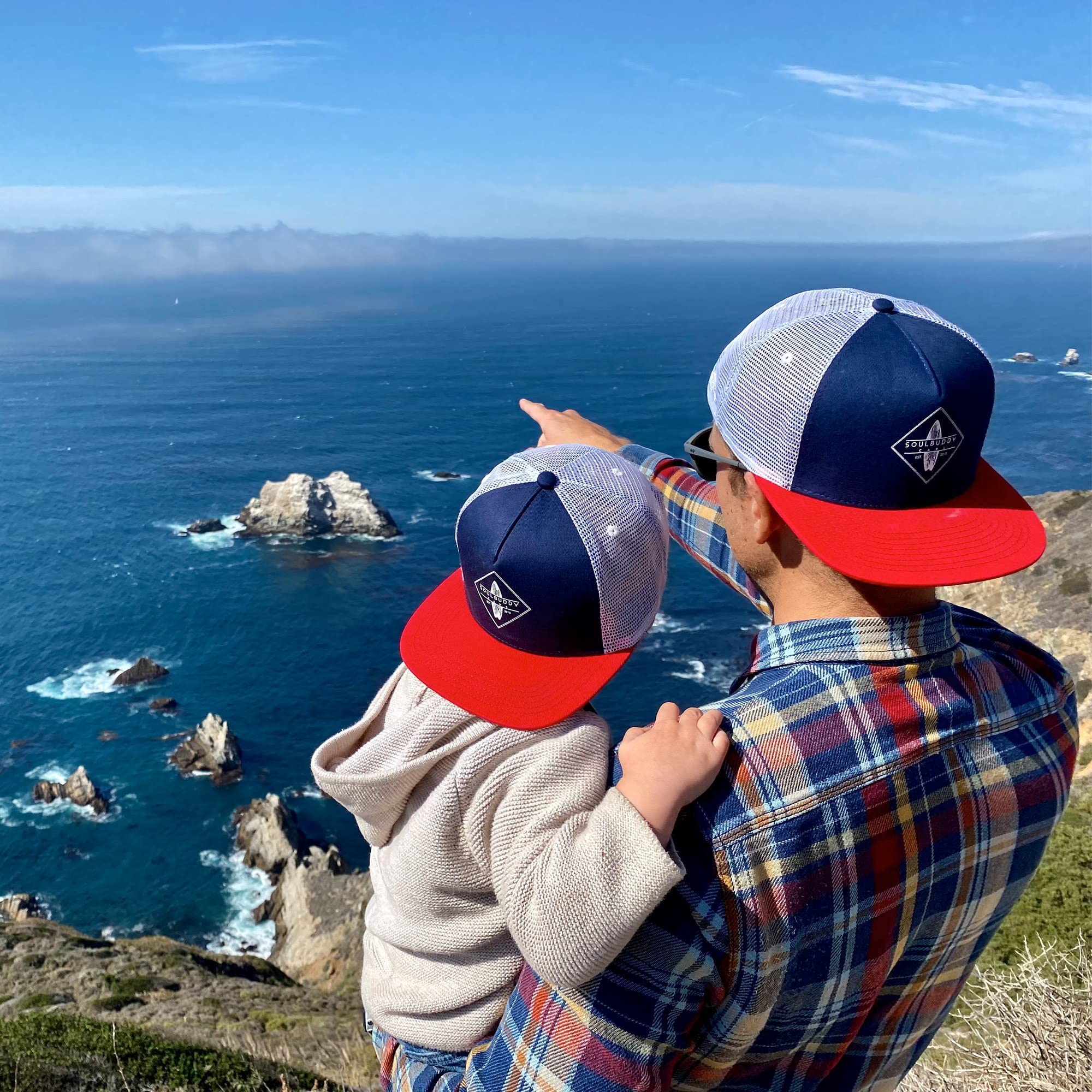 Soulbuddy Set di 2 Cappellini Trucker da Basecap Coordinati papà e Figlio – Snapback Traspiranti Uomo e Bambino – Look Mini Me Famiglia – Idea Regalo Originale